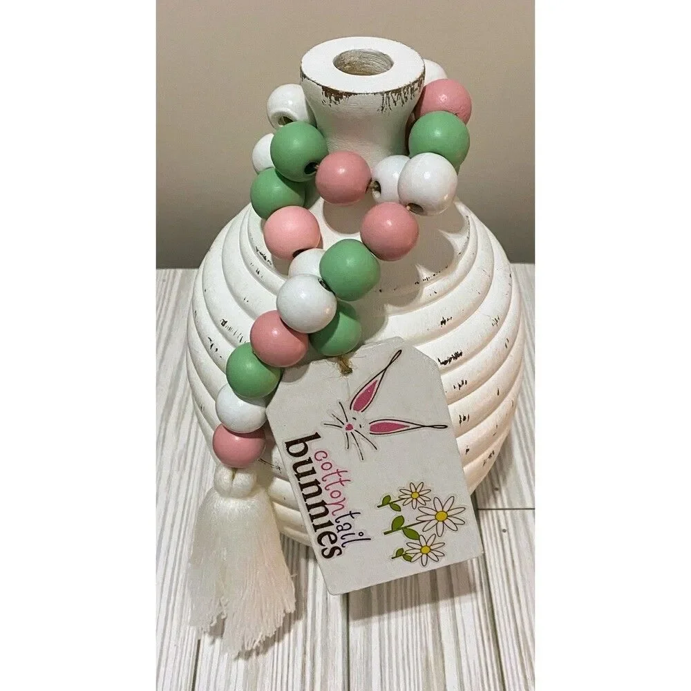 Easter Beaded Garland: Cottontail Bunnies Tier Tray Decor